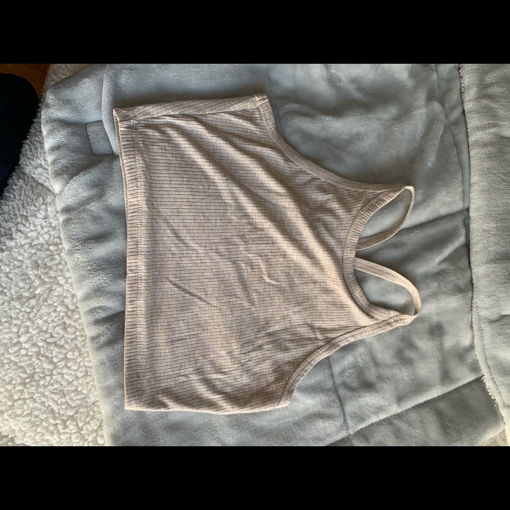 Tan cropped halter tank